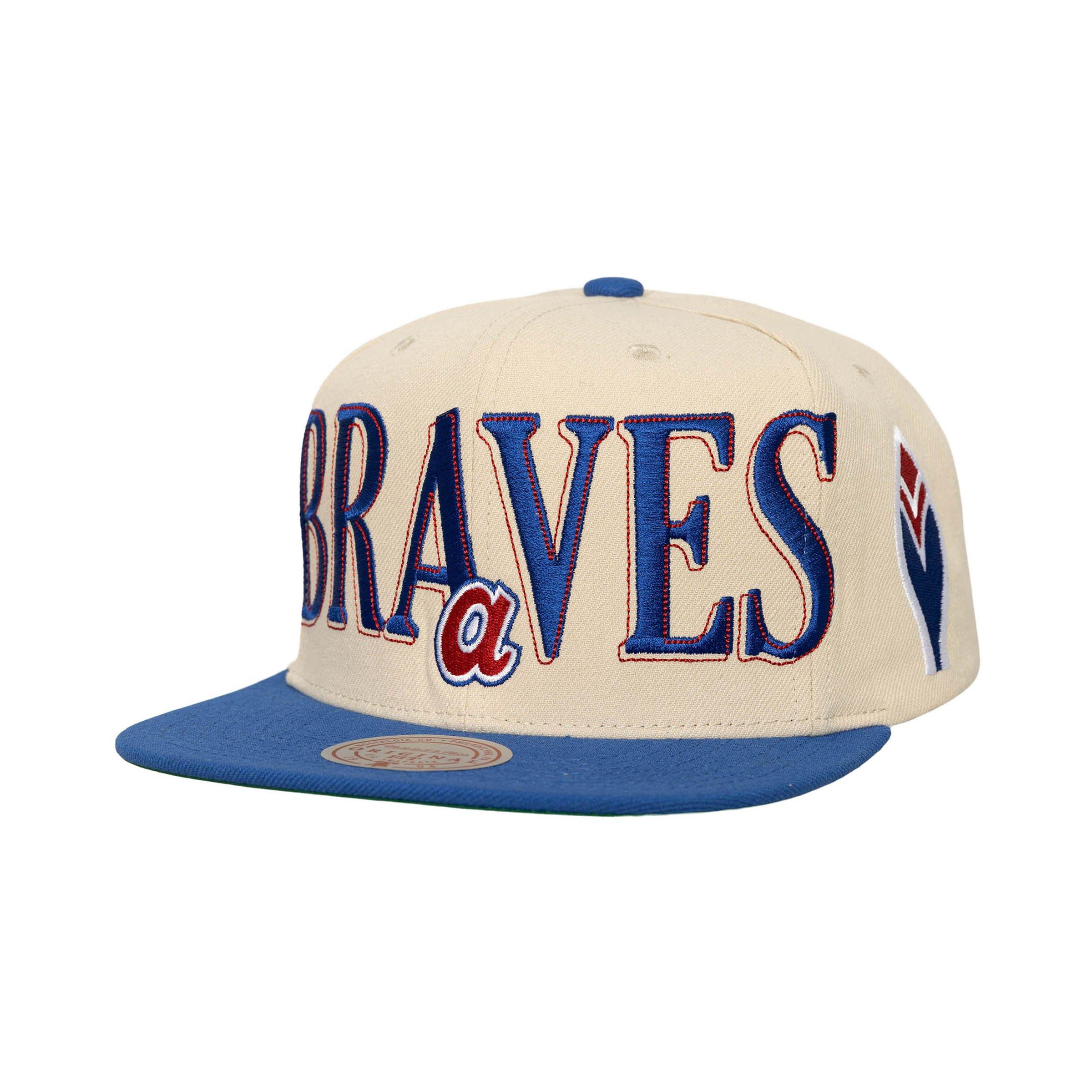 Mitchell & Ness Atlanta Braves Across The Board Snapback Hat - Cream - CREAM